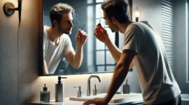 Ilustrasi orang mencabut uban 