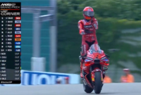 Marc Marquez joget pacu jalur aura farming usai finis tercepat di Jerman (Foto;X/@MotoGP)