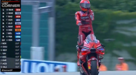 Marc Marquez joget pacu jalur aura farming usai finis tercepat di Jerman (Foto;X/@MotoGP)